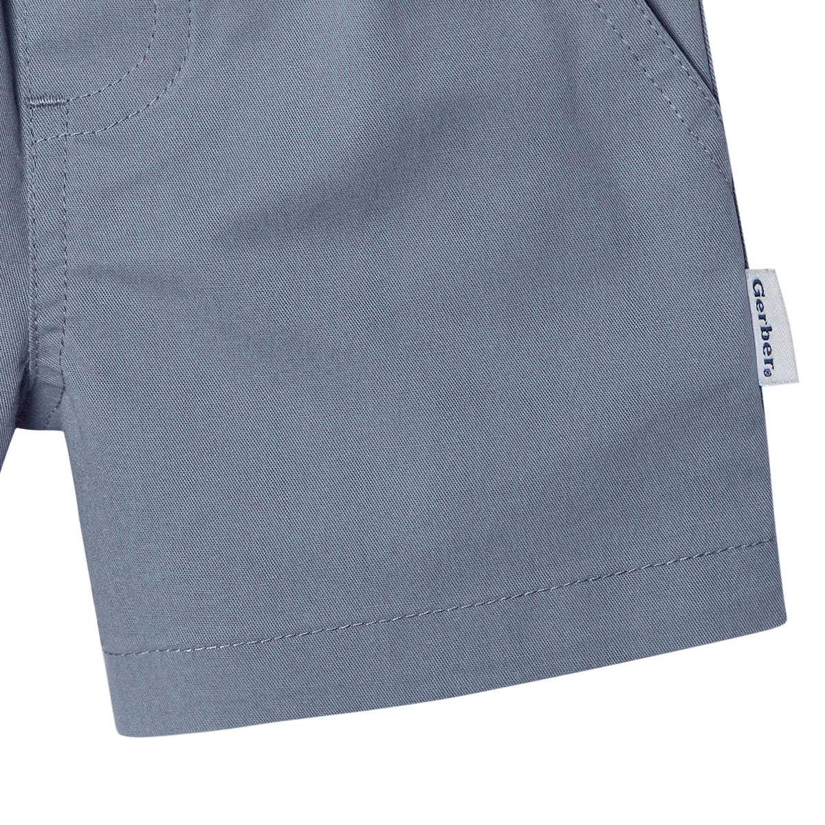2-Pack Baby & Toddler Boys Grey and Blue Twill Shorts, view 4