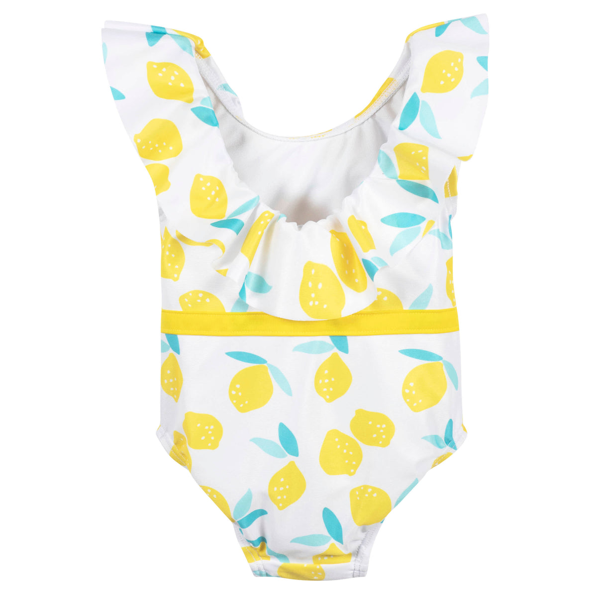 Baby Girls Lemon Squeeze One-Piece Swimsuit With Ruffle, view 2