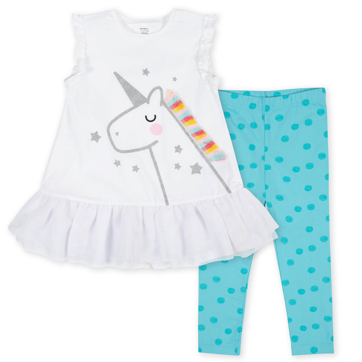 2-Piece Toddler Girls Unicorn Tunic Set