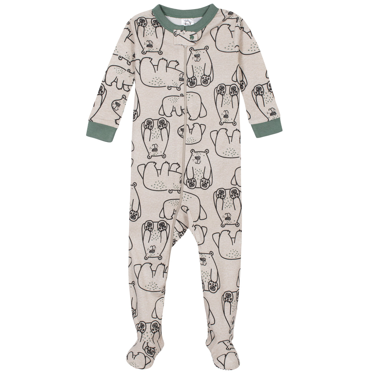 2-Pack Boys Bear Snug Fit Footed Cotton Pajamas, view 2