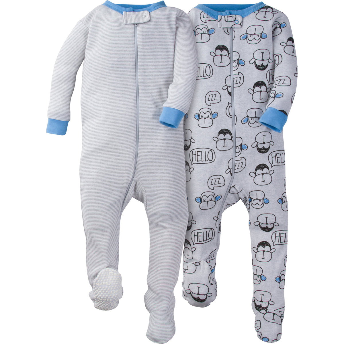 Gerber Baby Boys' 2-Pack Monkey Unionsuits