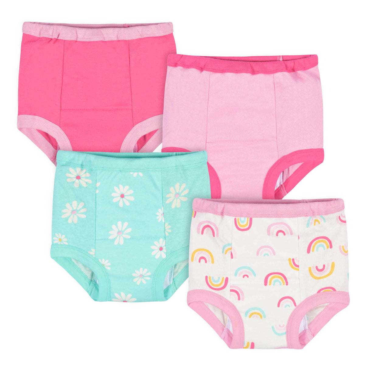 4-Pack Toddler Girls Rainbows & Daisies Training Pants