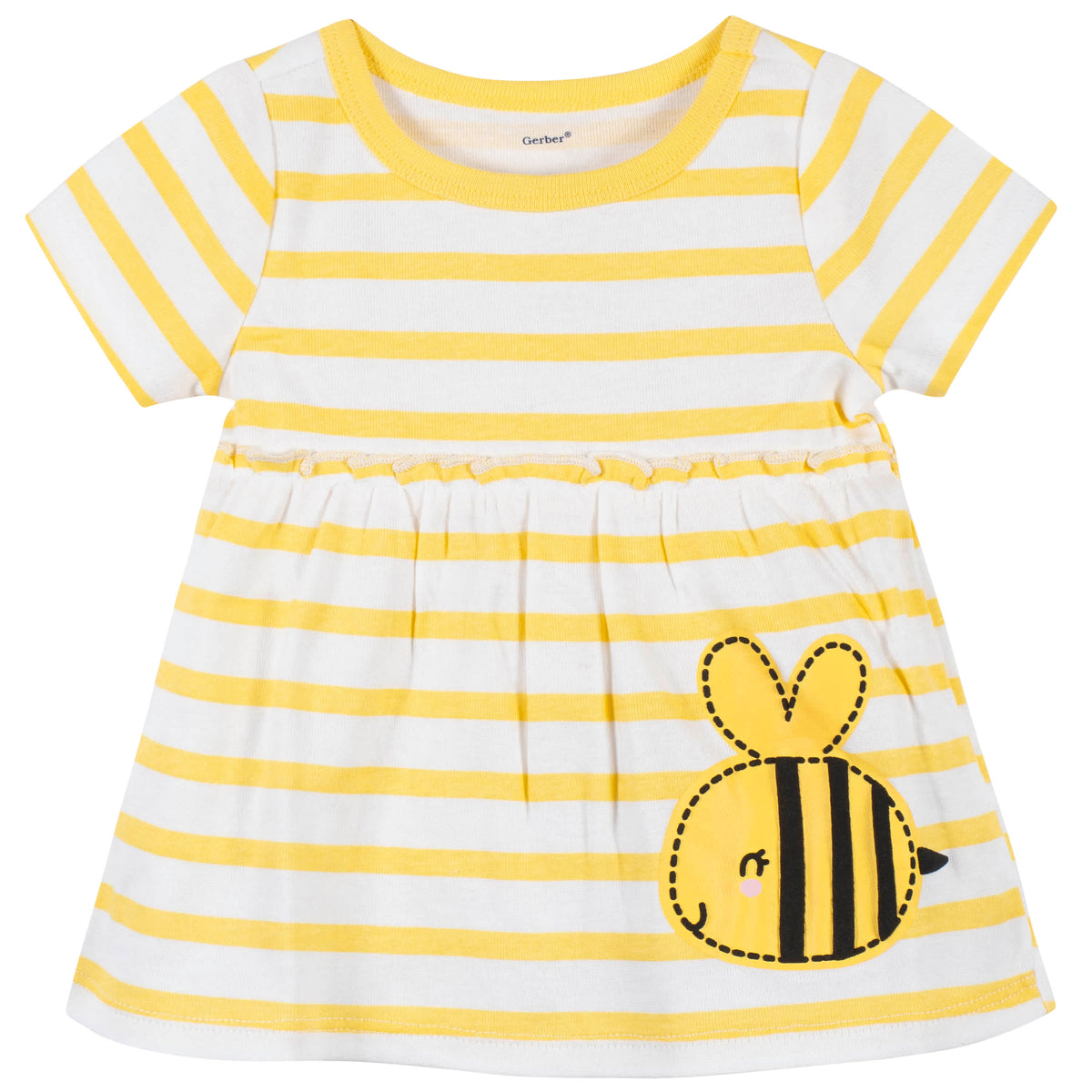3-Piece Baby & Toddler Girls Bee Garden Dress, Diaper Cover & Headband Set, view 2
