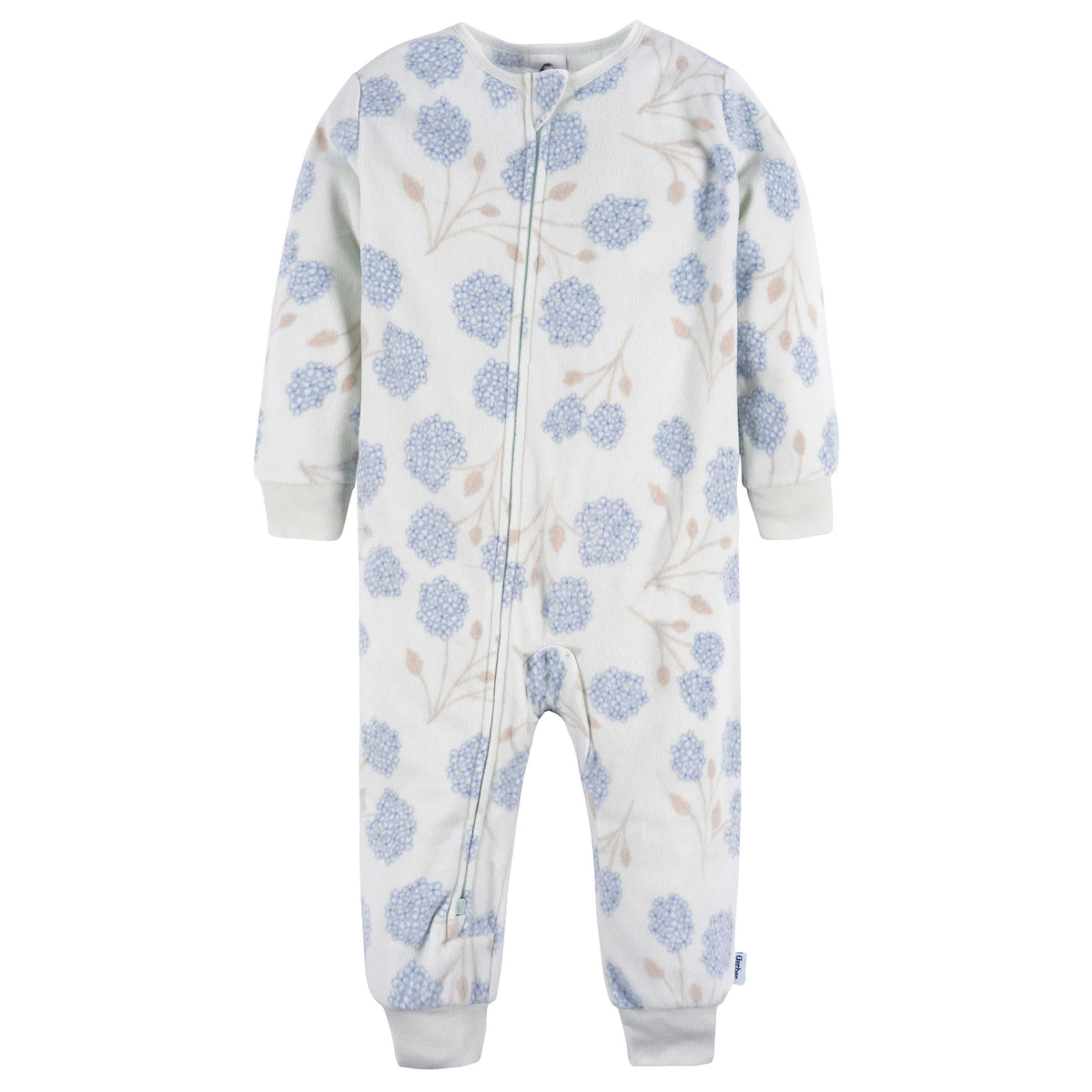 3-Pack Infant & Toddler Girls Blue Floral Footless Fleece Pajamas, view 7