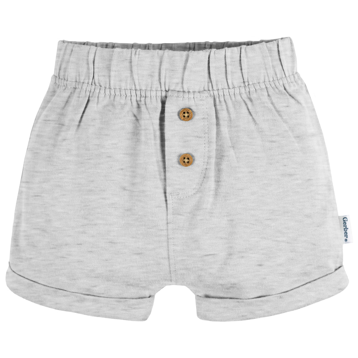 3-Pack Baby Neutral Green/Lt Grey Heather/Stripe Knit Short, view 4