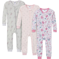 3-Pack Baby & Toddler Girls Woodland Floral Snug-Fitting Footless Pajamas