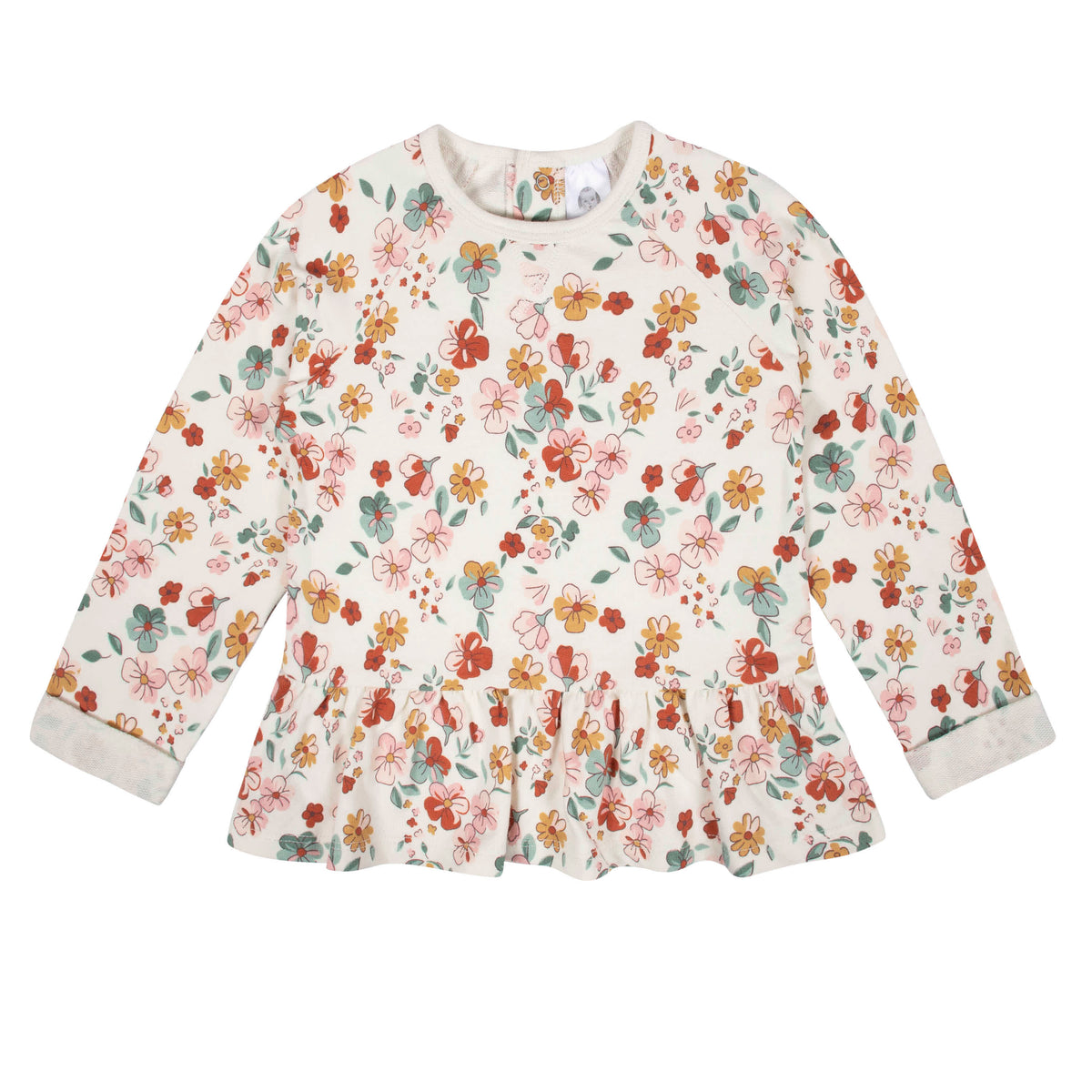 2-Piece Infant & Toddler Girls Mint Floral Peplum Top & Leggings Set, view 2