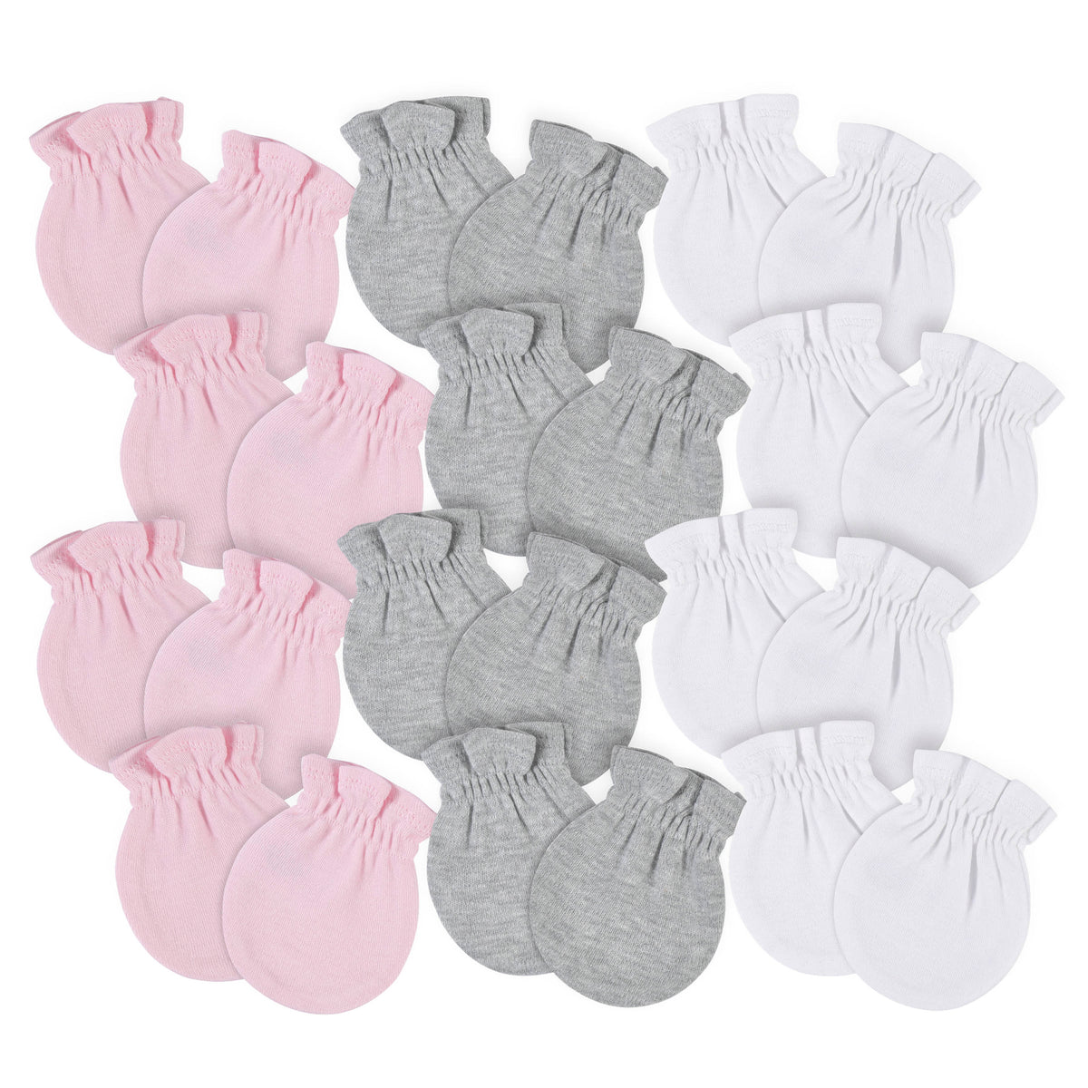 12-Pack Baby Pink, Gray, & White No Scratch Mittens