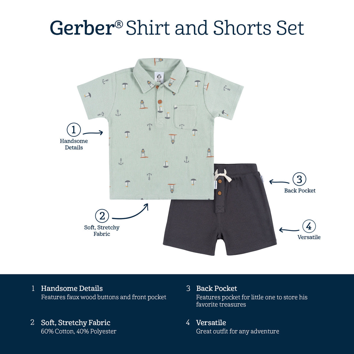 2-Piece Toddler Boys Sea Scene Shirt & Shorts Set, view 6