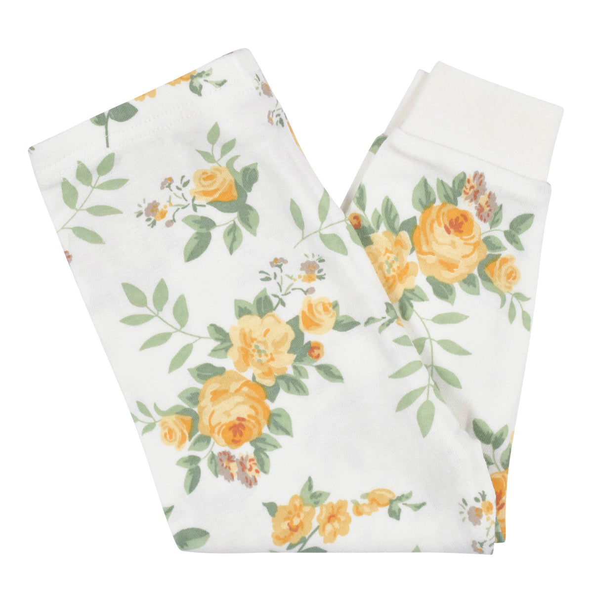 4-Piece Infant & Toddler Girls Golden Flowers Snug Fit Cotton Pajamas, view 6