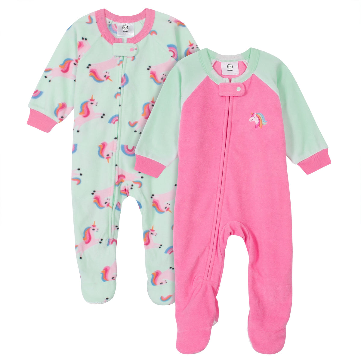 2-Pack Baby Girls Unicorn Blanket Sleepers