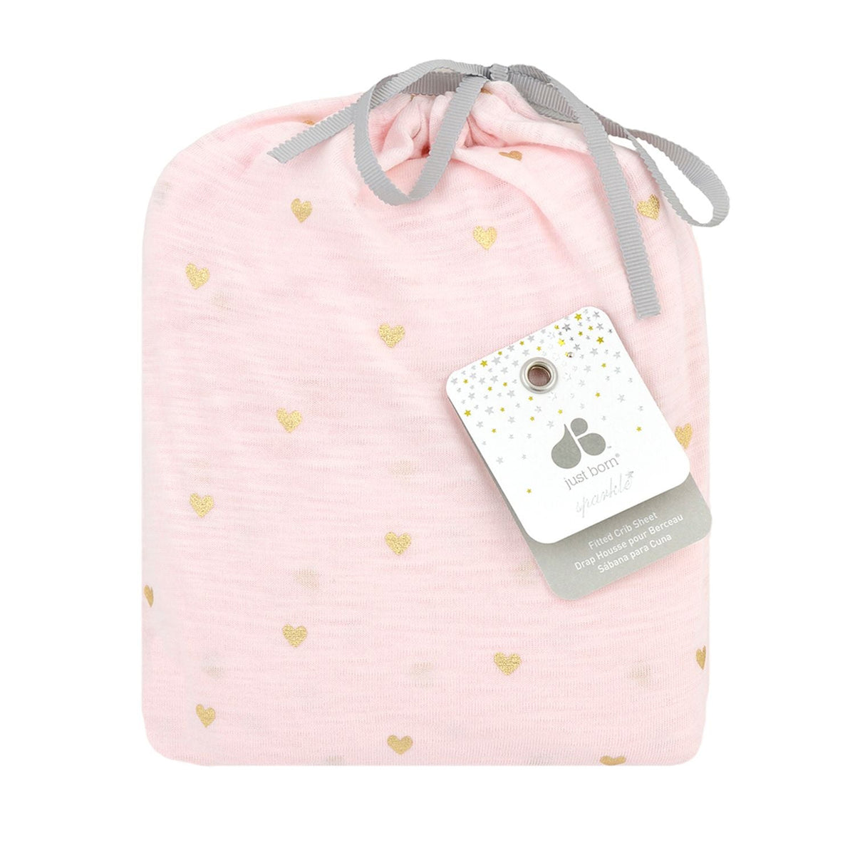 Baby Girls Metallic Hearts Jersey Knit Crib Sheet, view 2