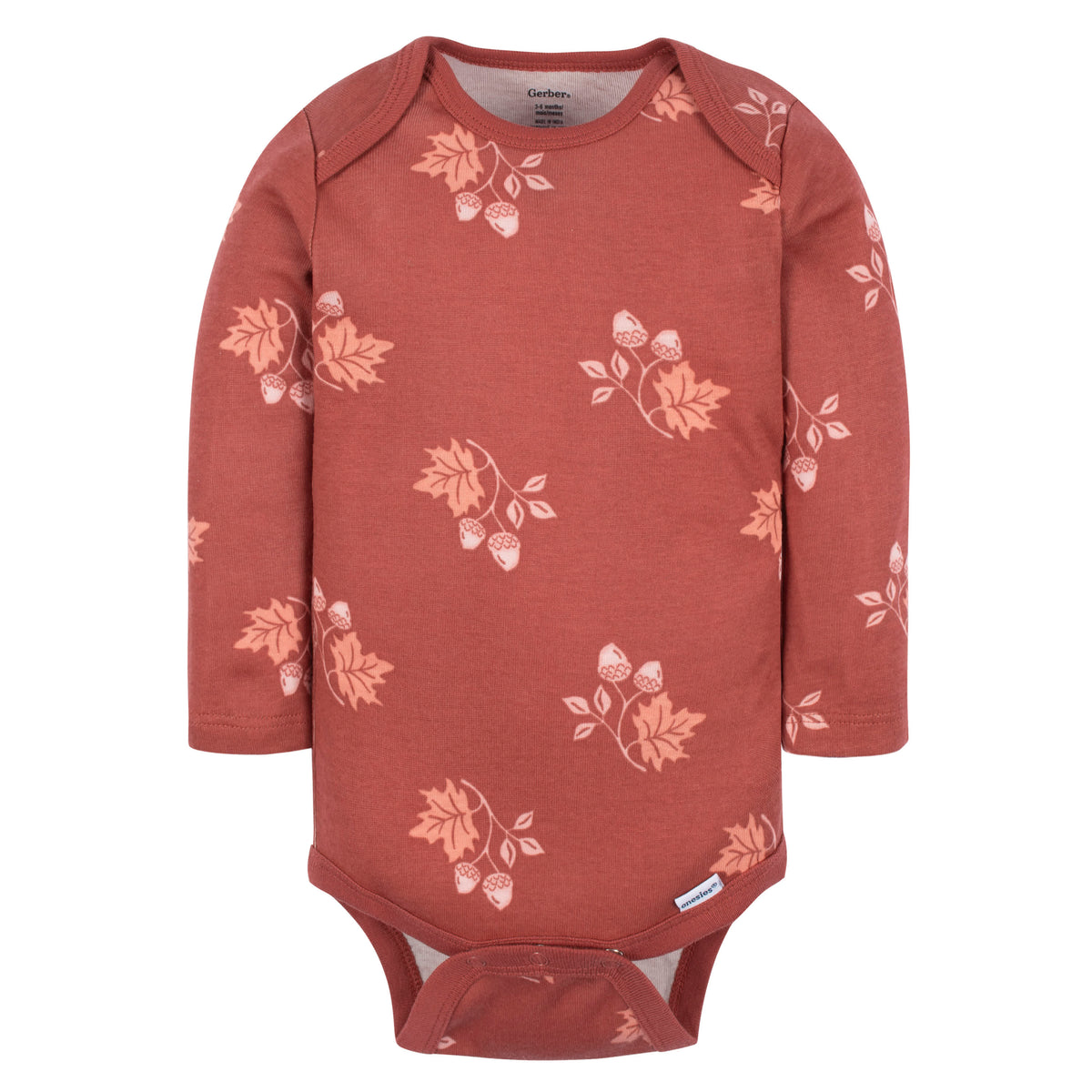 6-Pack Baby Girls Leaves Long Sleeve Onesies Bodysuits, view 9