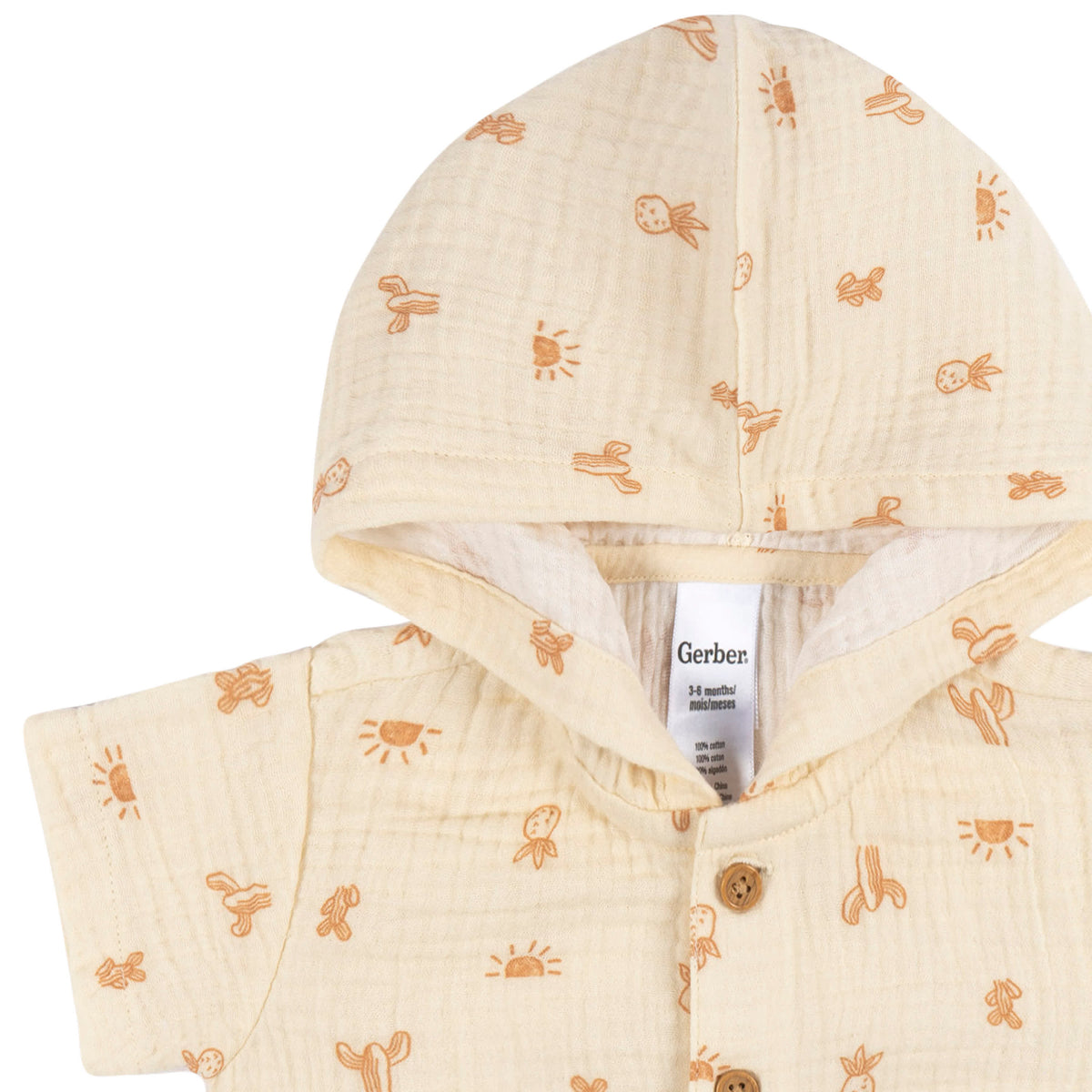 Baby Boys Desert Hooded Romper, view 2