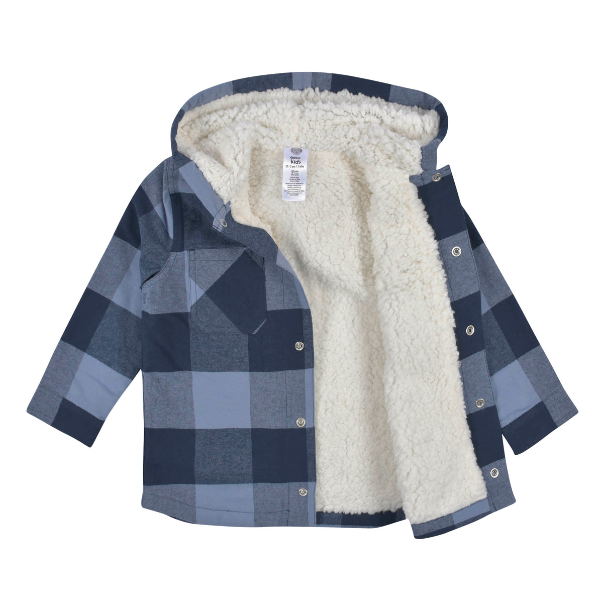 2-Piece Infant & Toddler Boys Navy Plaid Flannel Jacket & Jogger Set, view 3