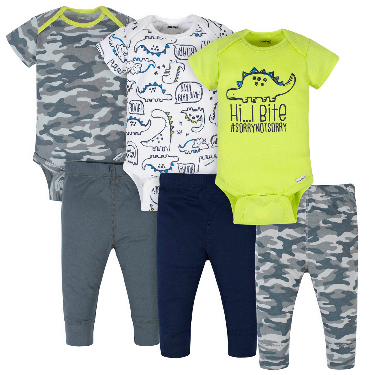 6-Piece Baby Boys Dino Onesies Bodysuits & Pants Set
