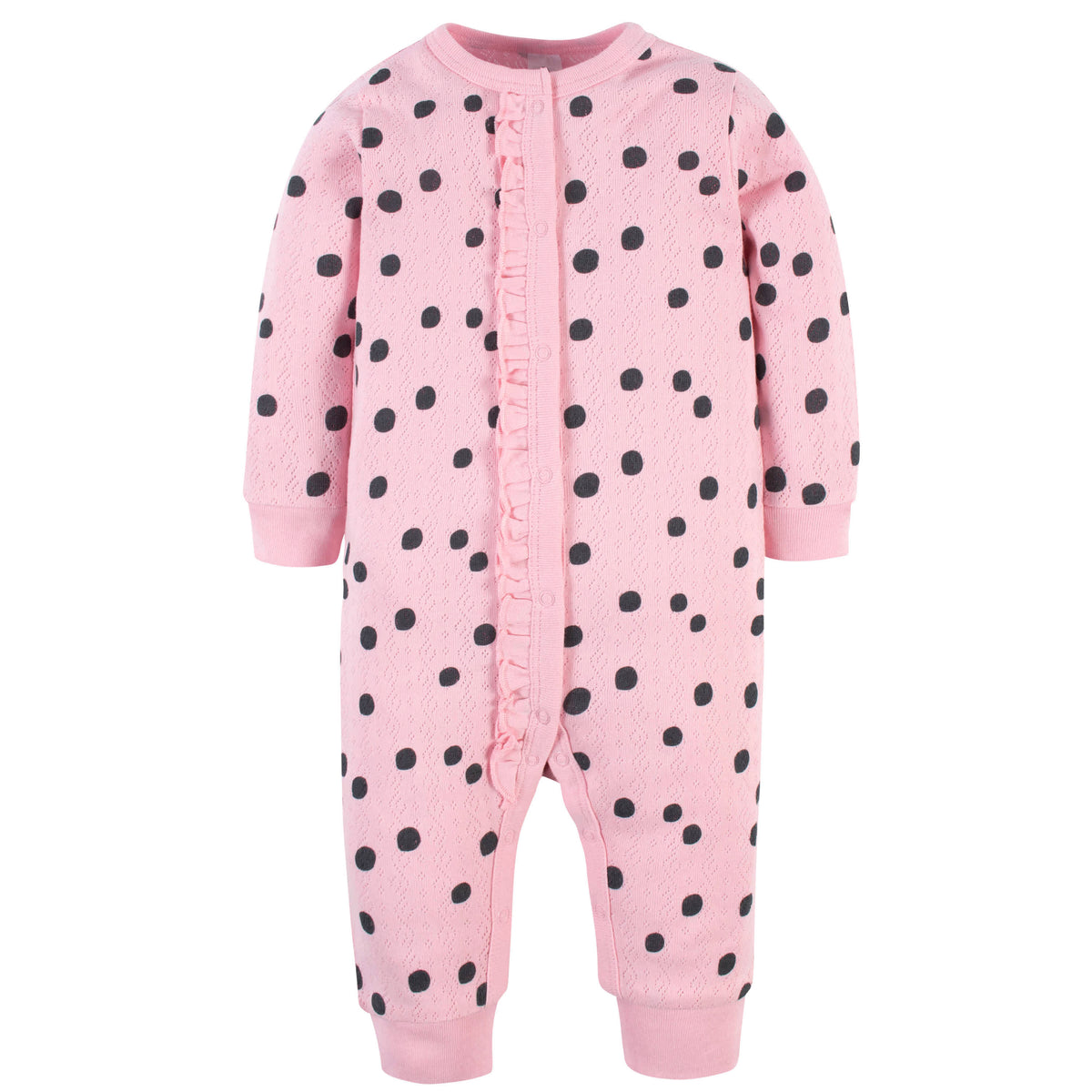 2-Piece Baby Girls Dots Coverall & Headband Set, view 3