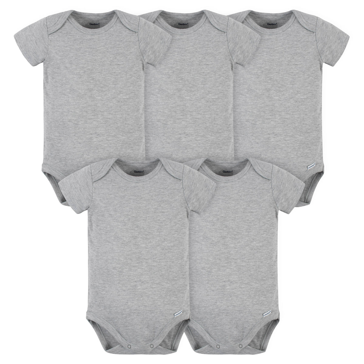 5-Pack Heather Grey Premium Short Sleeve Onesies Bodysuits