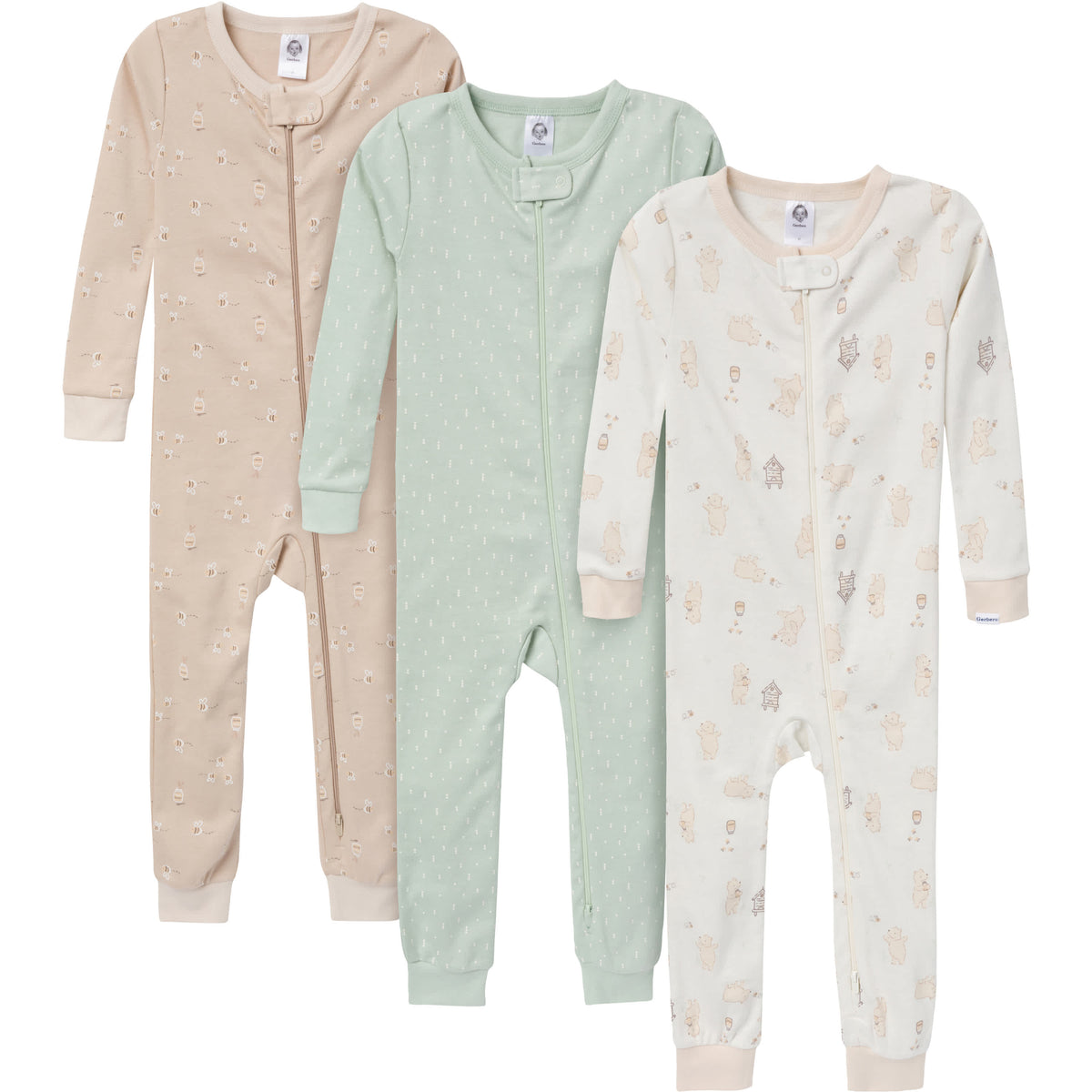 3-Pack Baby & Toddler Neutral Bear Snug-Fitting Footless Pajamas