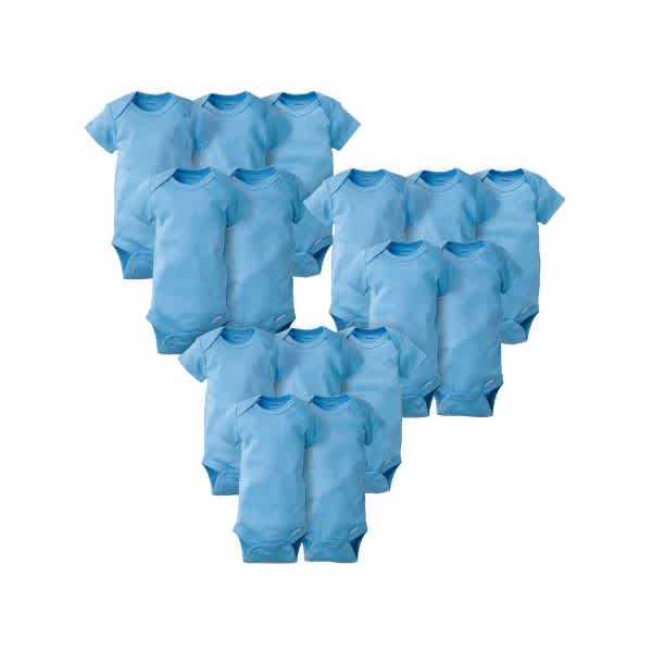 15-Pack Solid Blue Grow-With-Me Onesies Bodysuits