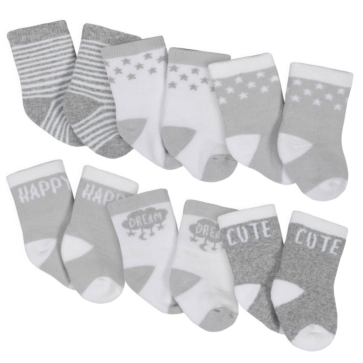 6-Pack Baby Neutral Lamb Wiggle-Proof Crew Socks