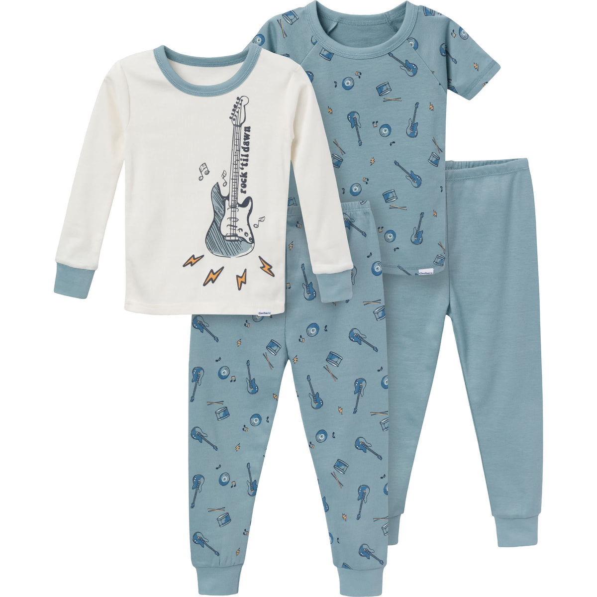 4-Piece Infant & Toddler Boys Guitars Pajamas Set