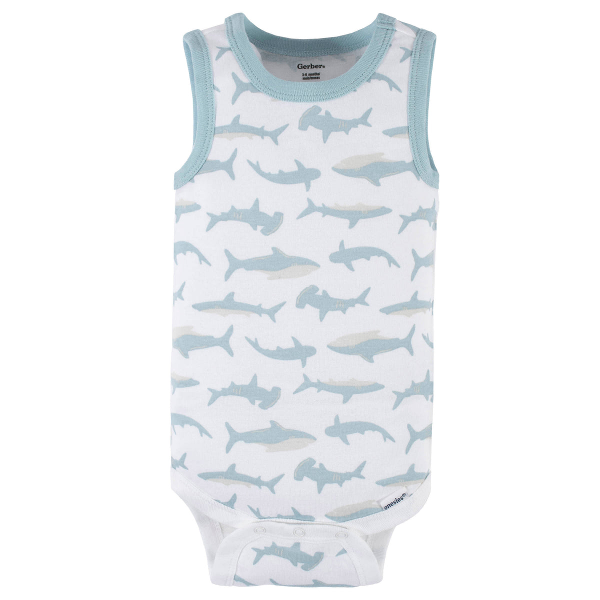4-Pack Baby Boys Shark Zone Tank Onesies Bodysuits, view 4
