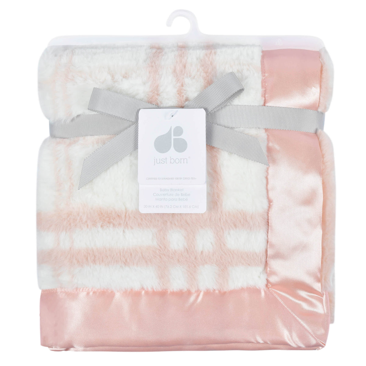 Baby Girls Pink Plaid Plush Blanket, view 2