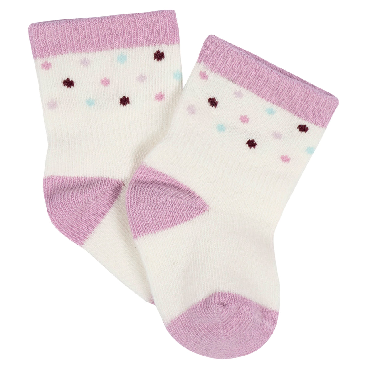 8-Pack Baby Girls Lavender Garden Jersey Wiggle Proof Socks, view 7