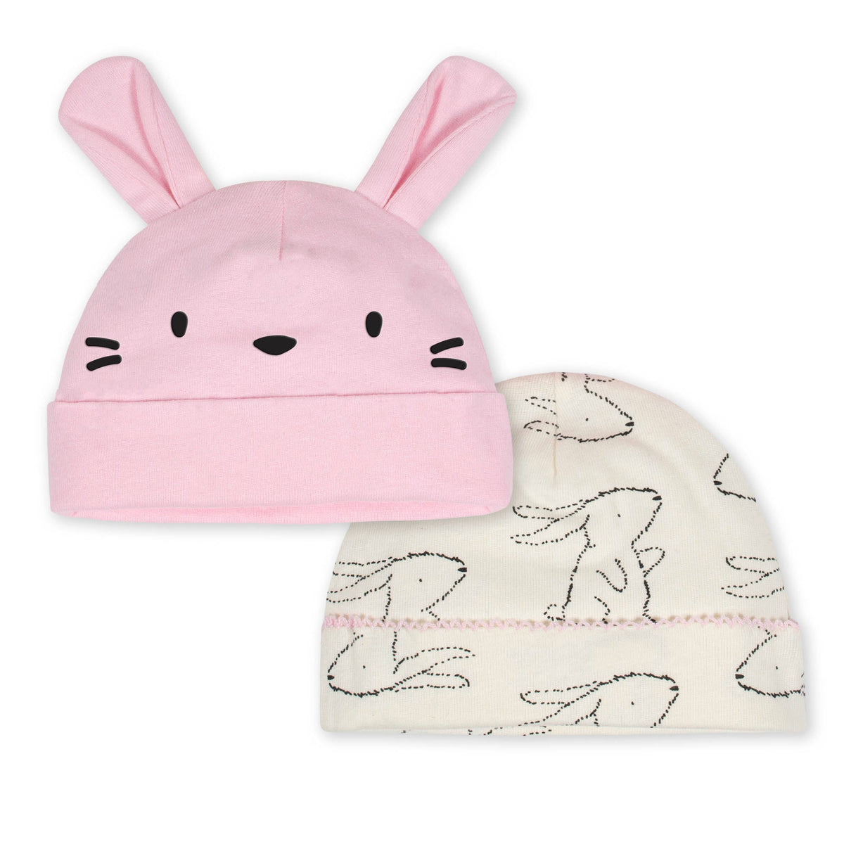 2-Pack Baby Girls Bunny Caps