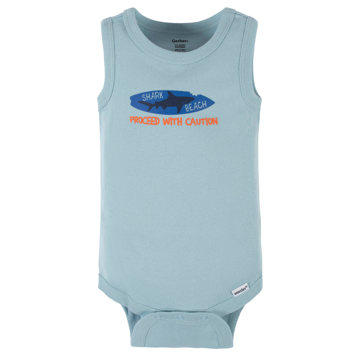 4-Pack Baby Boys Shark Zone Tank Onesies Bodysuits, view 6