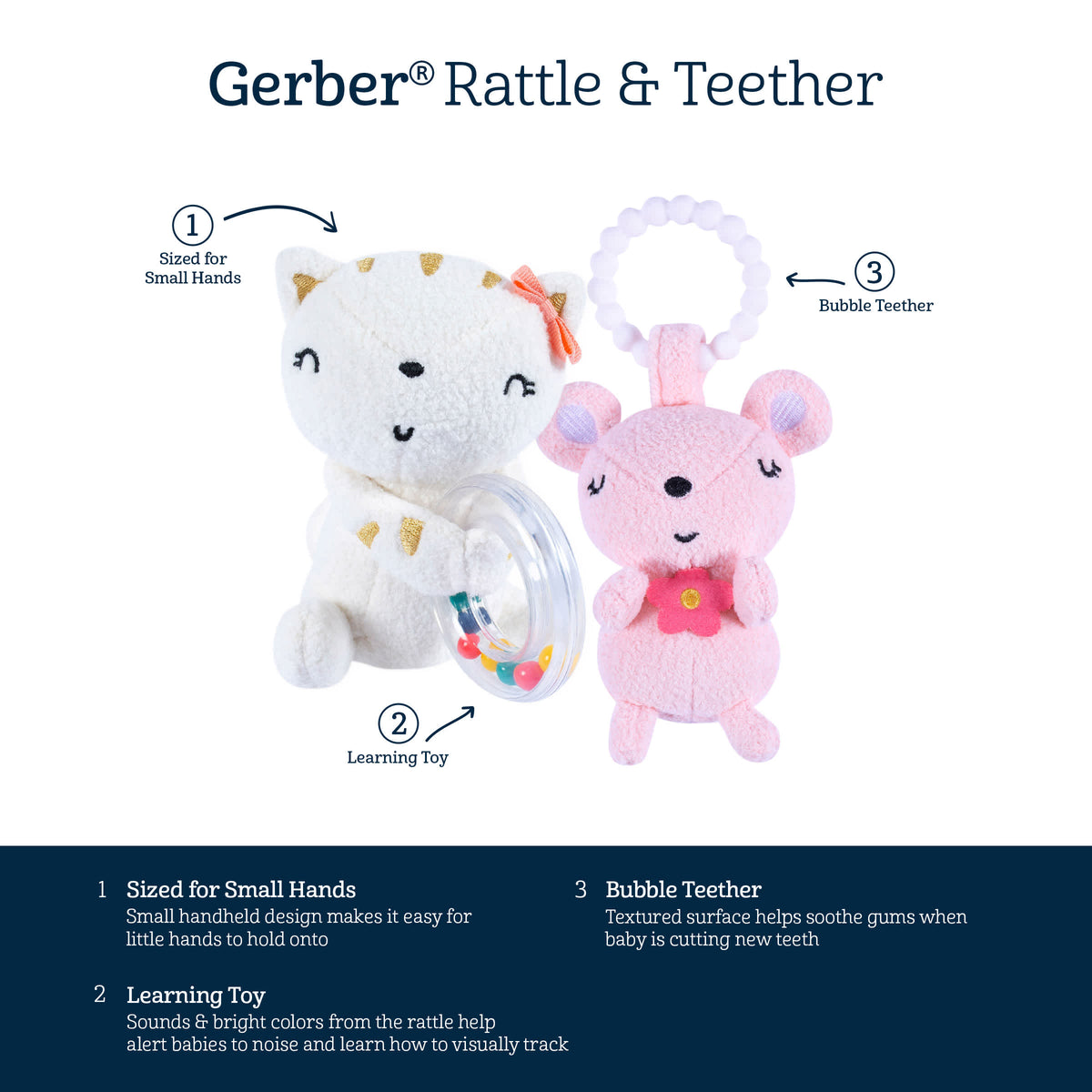 2-Piece Baby Cat & Mouse Rattle and Teether Set, view 9