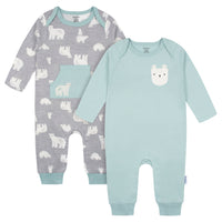 2-Pack Baby Boys Polar Bear Rompers