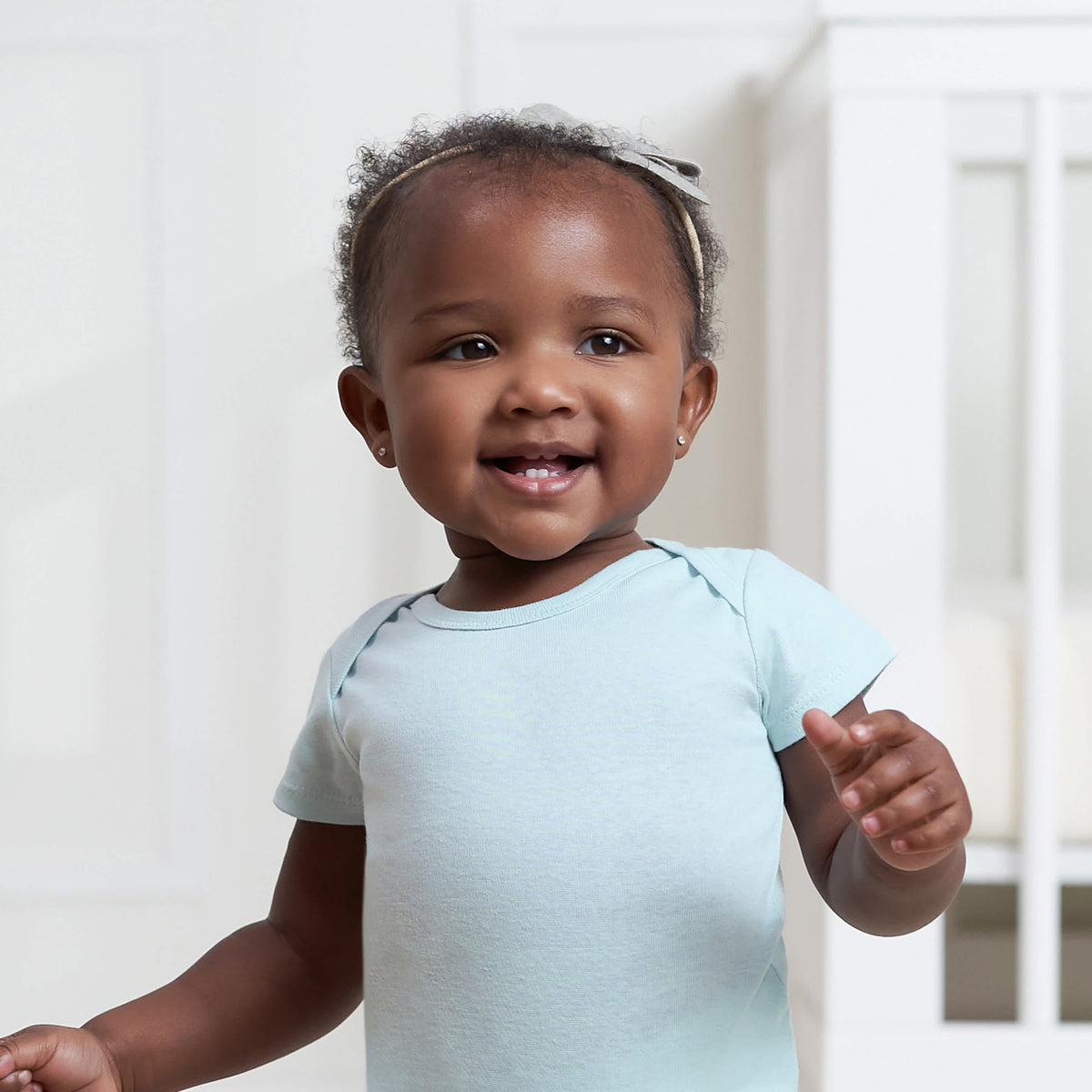 5-Pack Baby Girls Blue/ Pink Short Sleeve Onesies Bodysuits, view 3