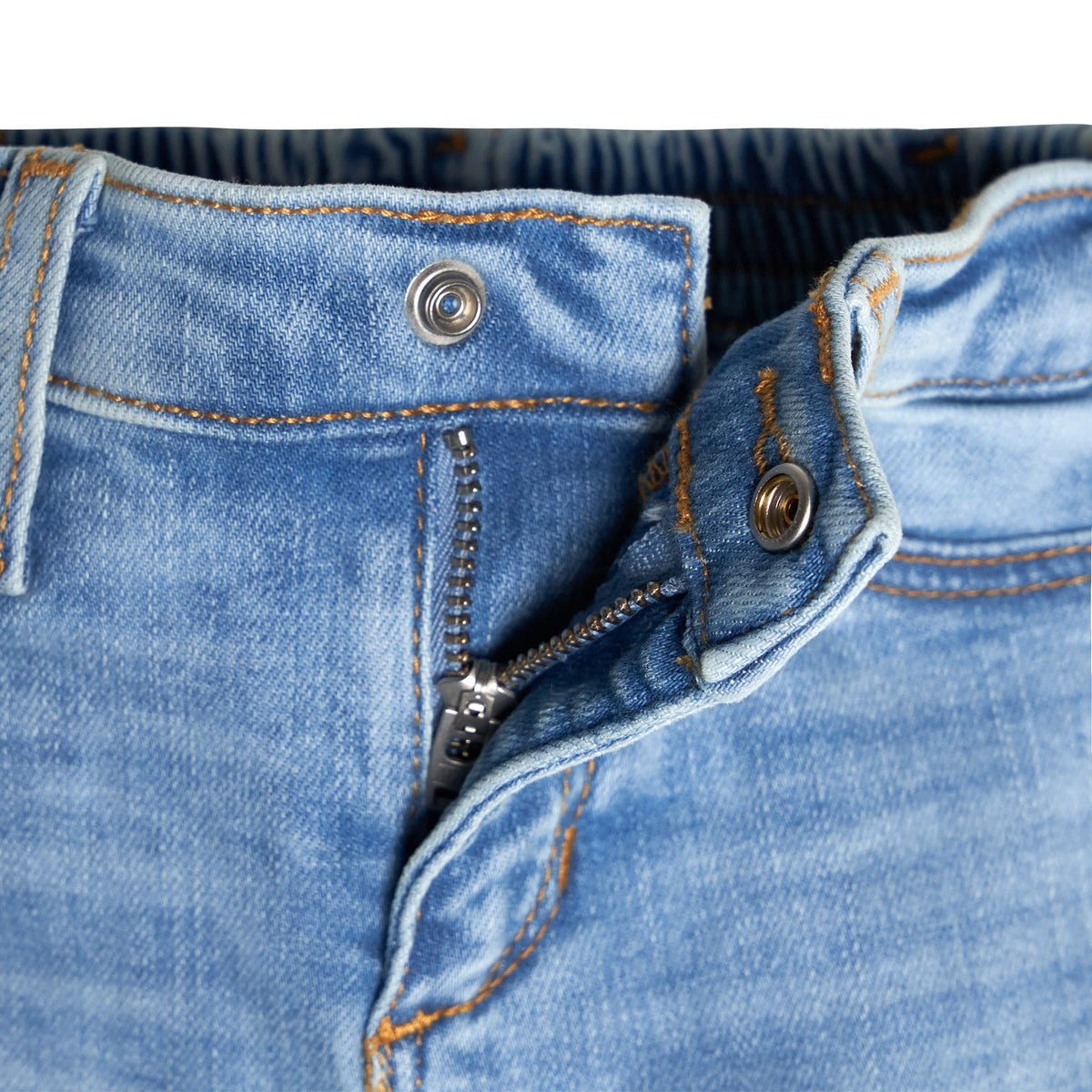 Baby Neutral Light Blue Straight Fit Jeans With Elastic Back, view 5
