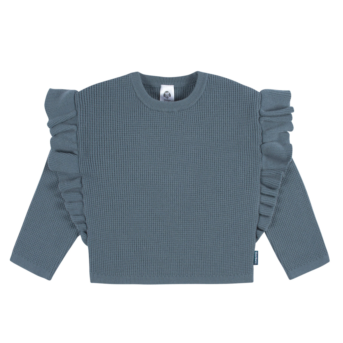 2-Piece Infant and Toddler Girls Teal Sweater Knit Set, view 5