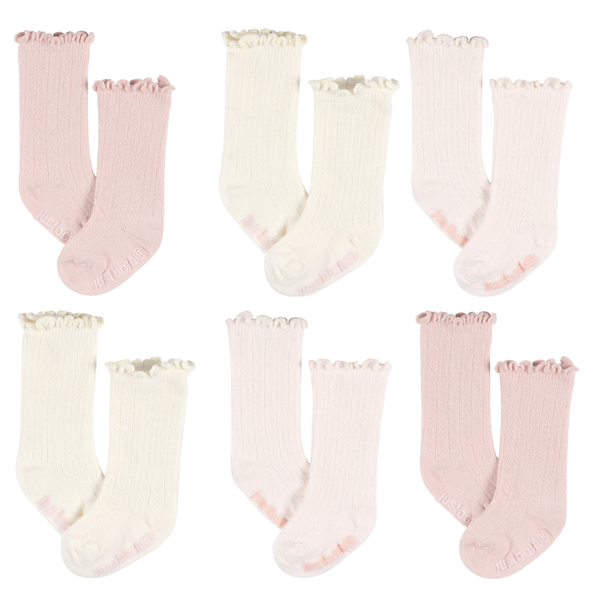 6-Pack Baby Girls Pink Rolled Cuff Ribbed Socks