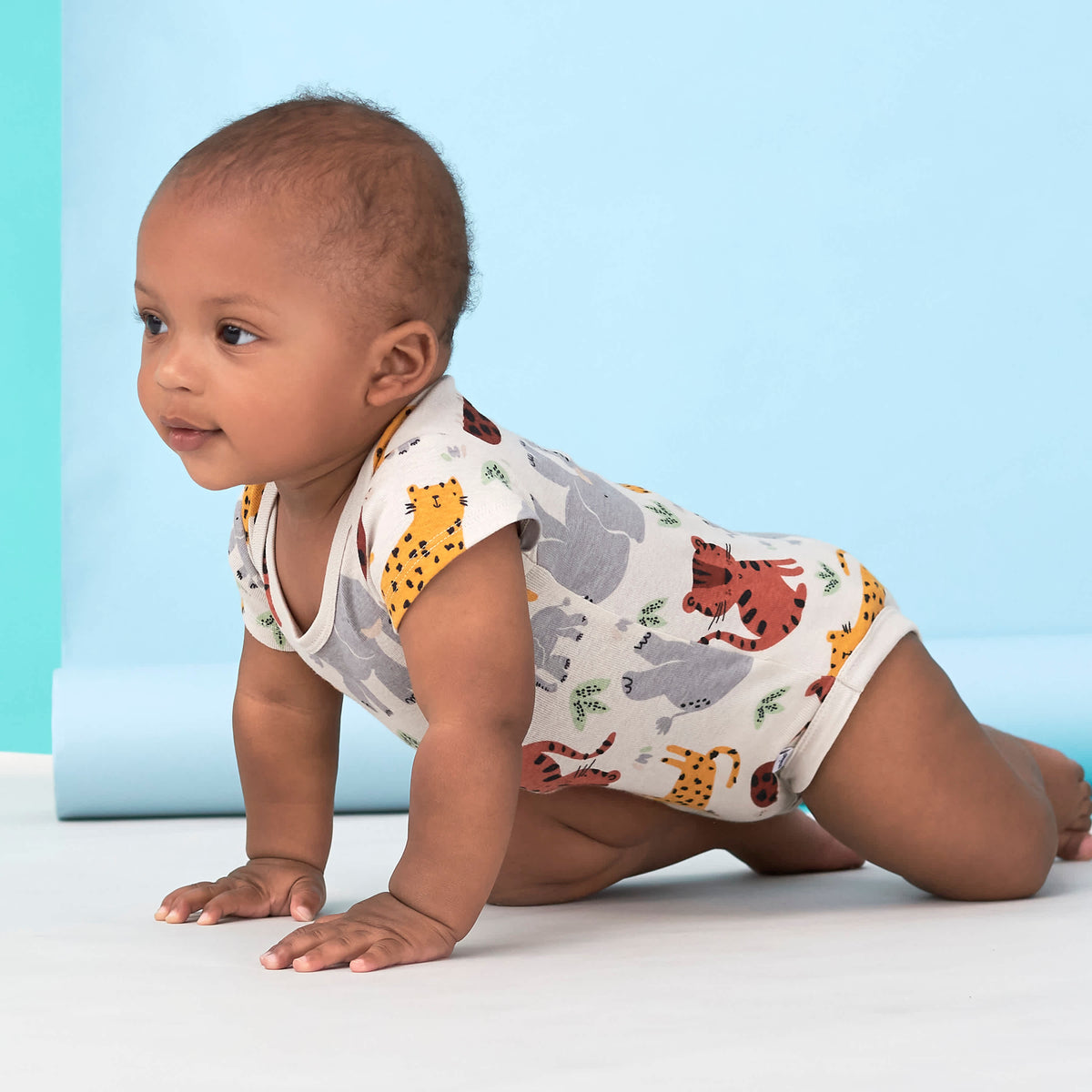 5-Pack Baby Boys Safari Short Sleeve Onesies Bodysuits, view 2