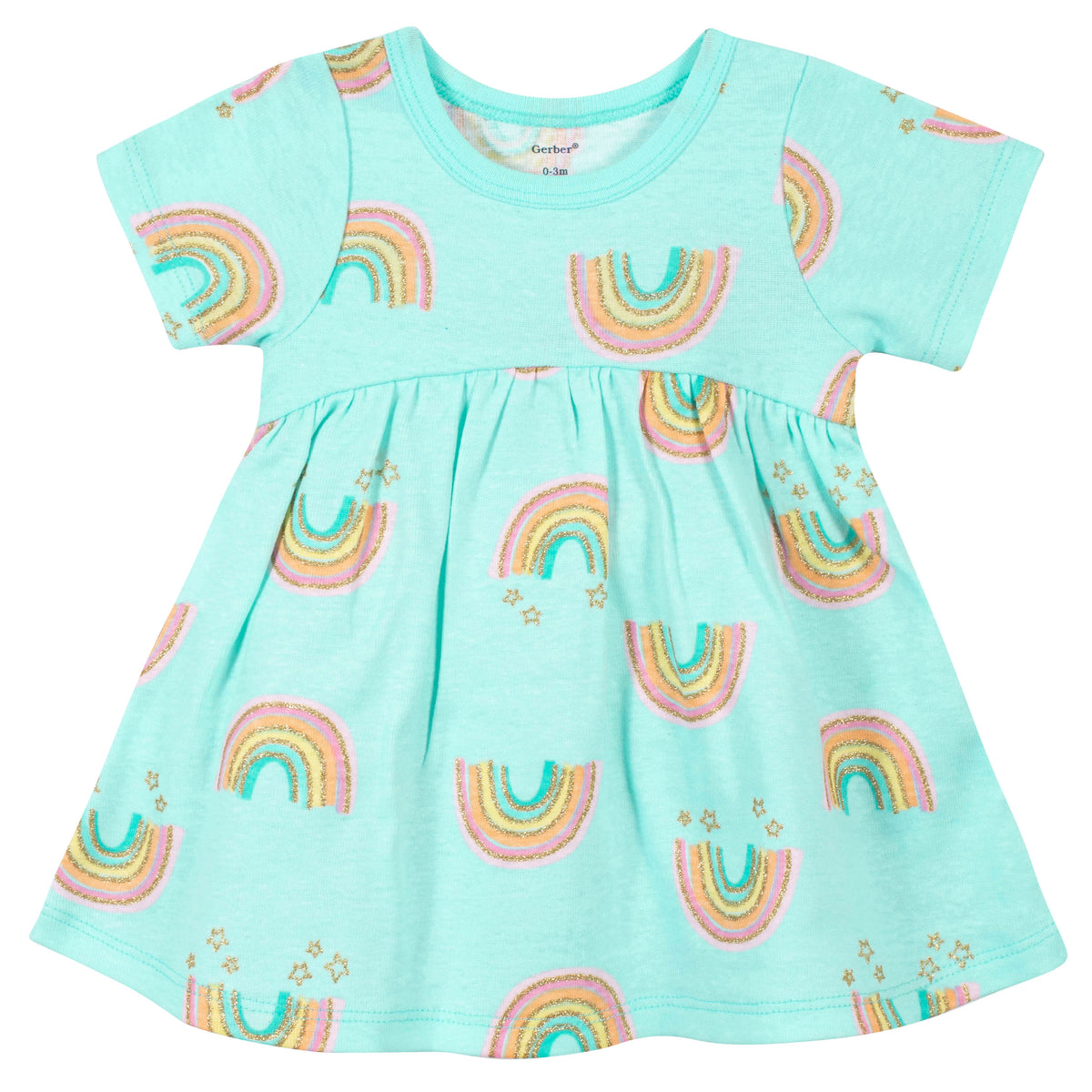 3-Piece Girls Gold Rainbow Dress Set, view 2