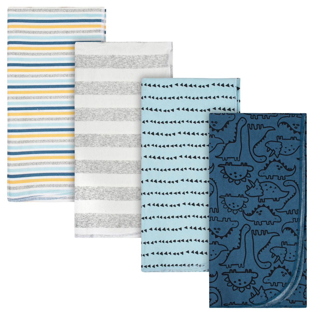 4-Pack Baby Boys Dinosaur Flannel Blankets