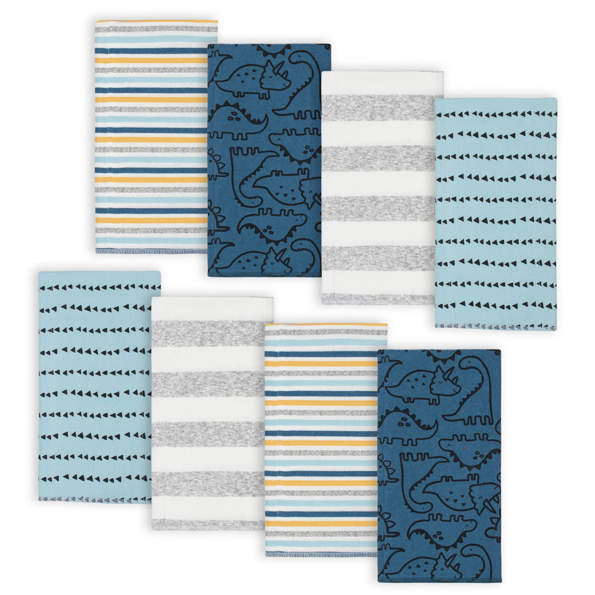 8-Pack Baby Boys Dinosaur Flannel Burp Cloths