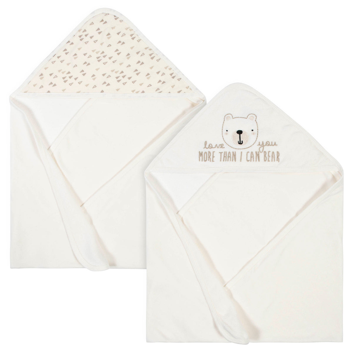 2-Pack Organic Baby Boys Bear Terry Hooded Towels