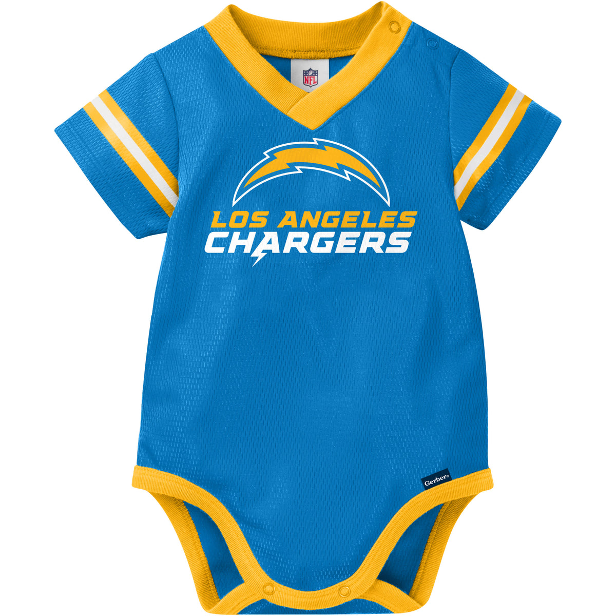Baby Boys Chargers Short Sleeve Jersey Bodysuit, view 2