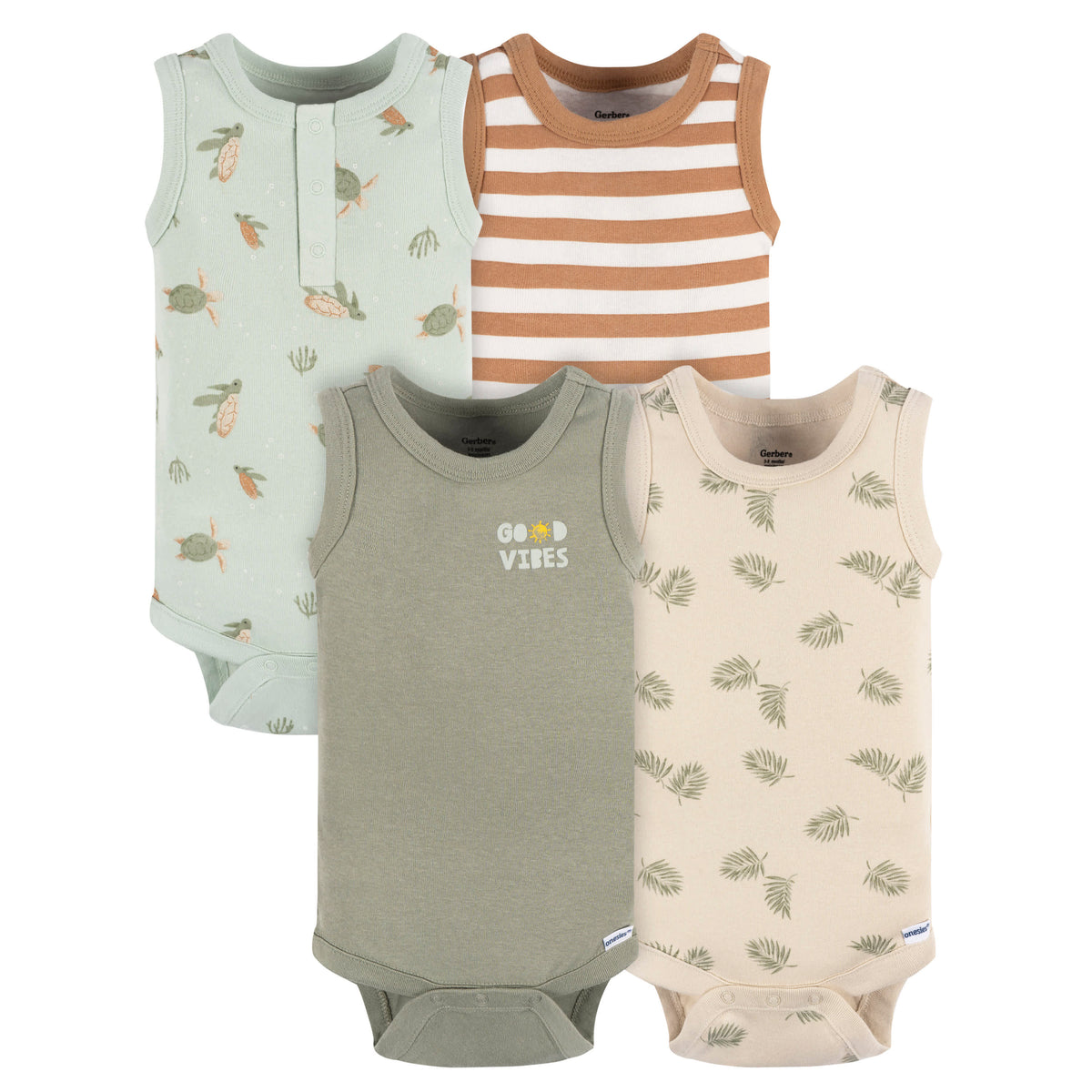 4-Pack Baby Boys Sea Turtles Onesies Bodysuits