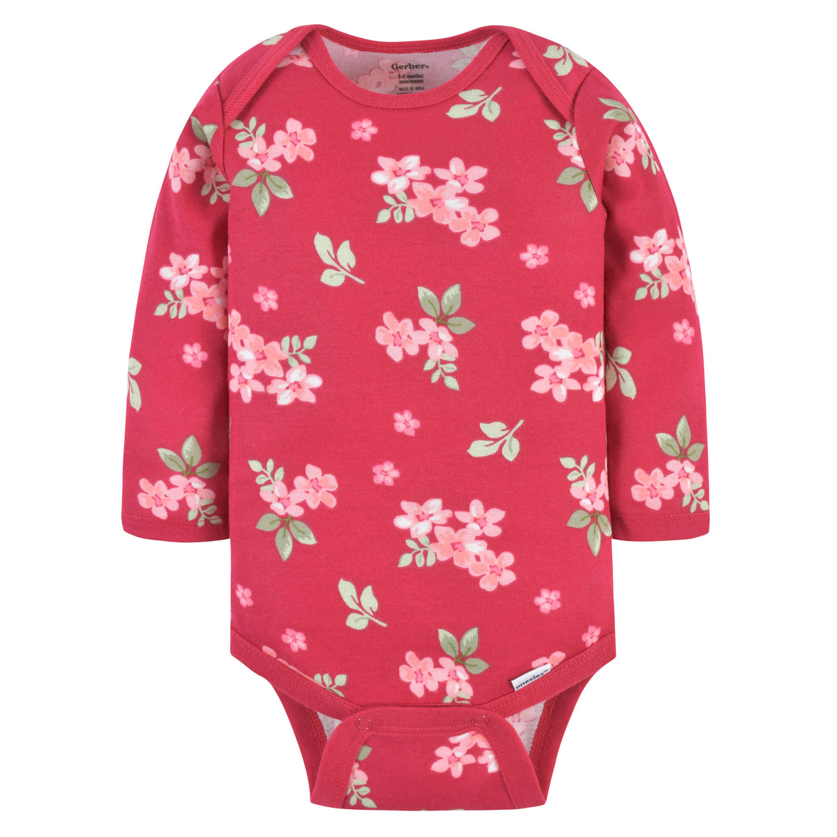 3-Pack Baby Girls Floral Long Sleeve Onesies Bodysuits, view 3