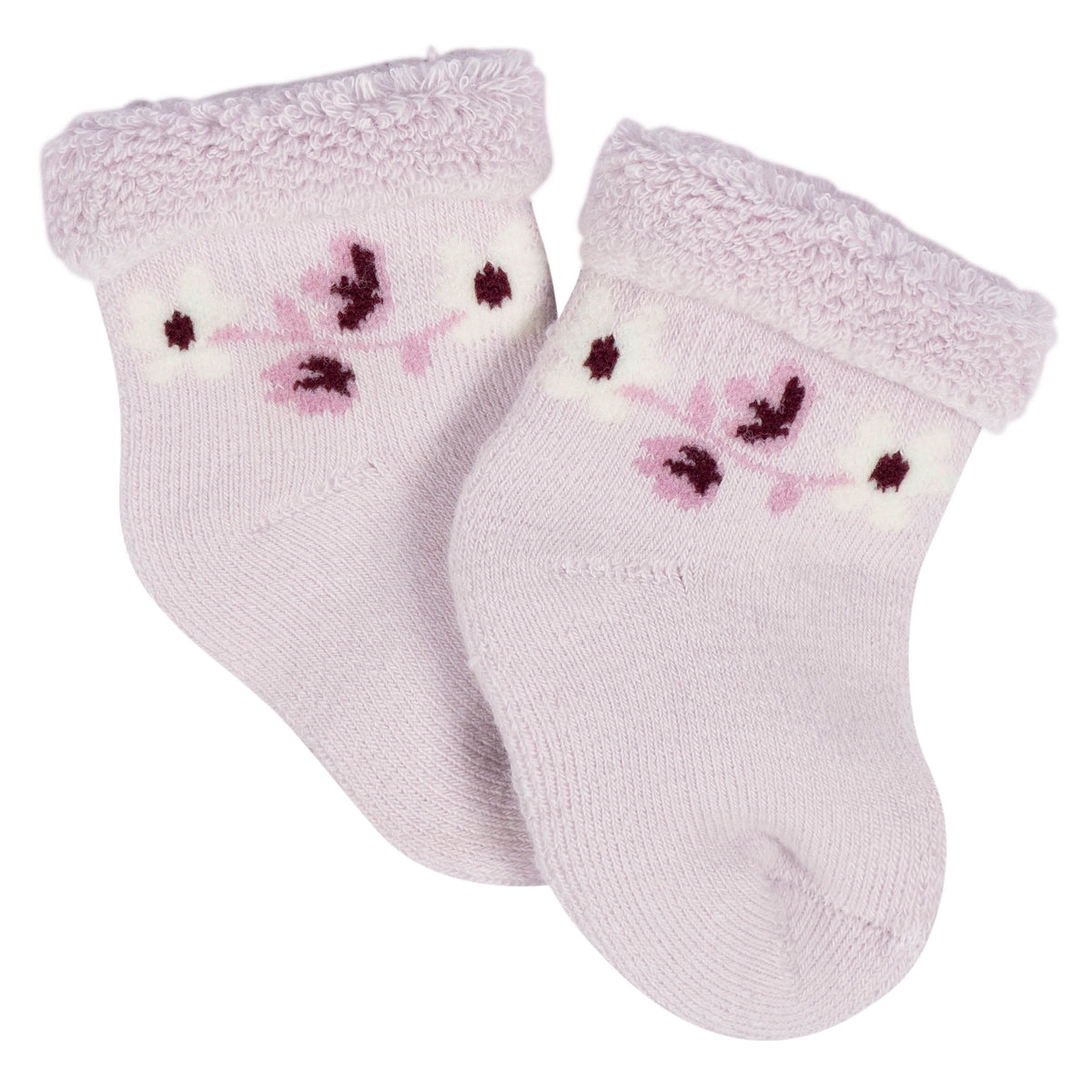 12-Pack Baby Girls Lavender Garden Terry Wiggle Proof Socks, view 4