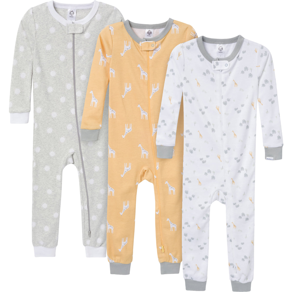 3-Pack Baby & Toddler Neutral Safari Snug-Fitting Footless Pajamas