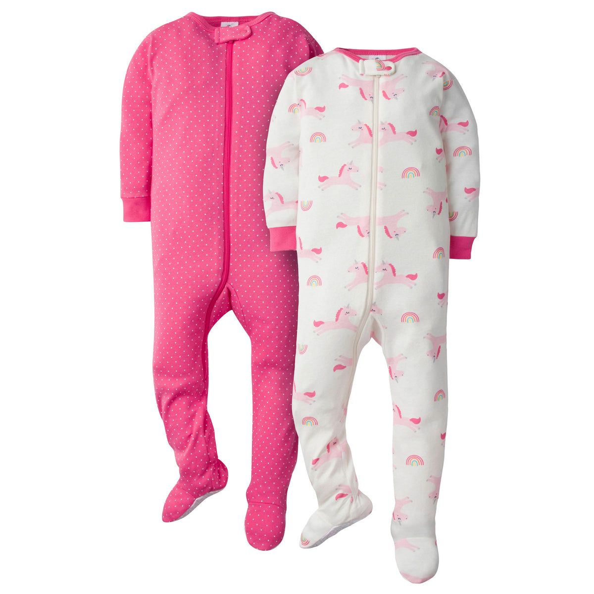 2-Pack Baby Girls Unicorn Snug Fit Footed Pajamas