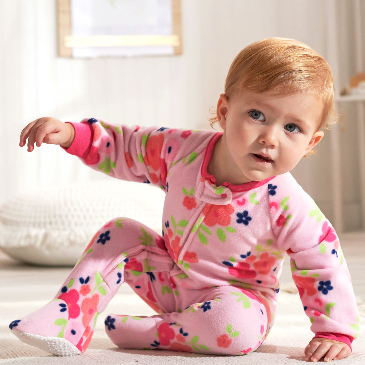 2-Pack Baby & Toddler Girls Floral Fleece Pajamas, view 9