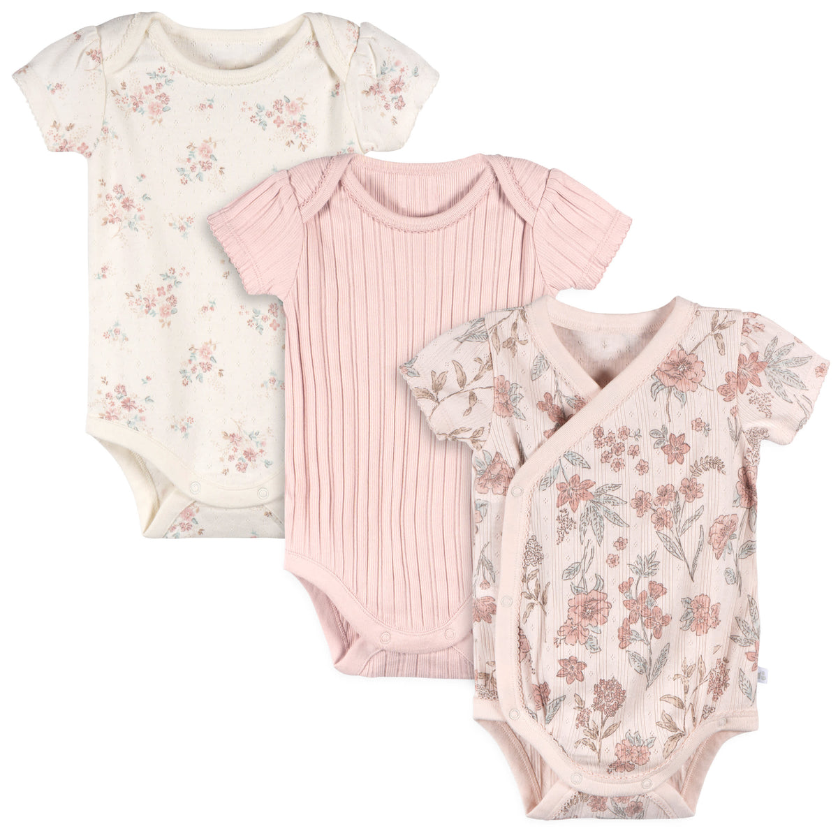 3-Pack Baby Girls Pink Bodysuit Set